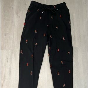 NIKE Air Jordan Fleece Jogger SweatPants LARGE All Over Print Jordan Black